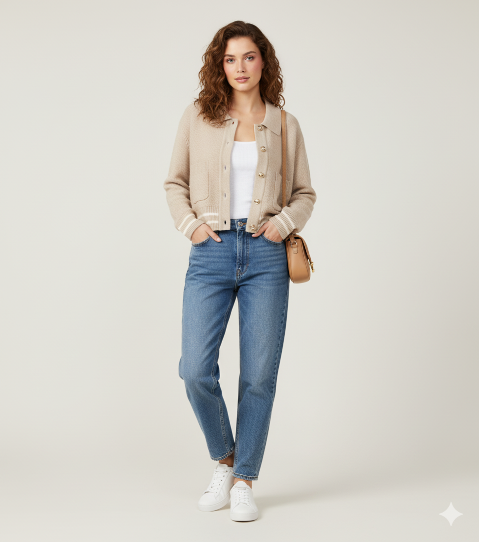 Crème Ligne Cardigan